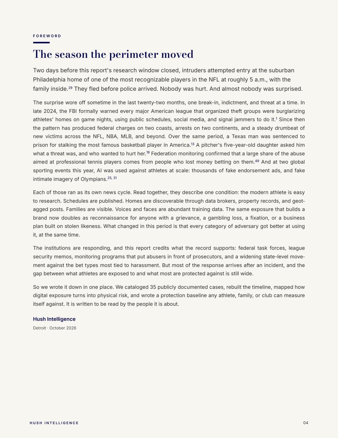 Athlete Threat Report 2026, page 4: Foreword